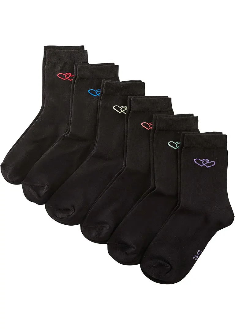 Bonprix Hübsche Socken Bio Baumwolle (6er Pack) - Schwarz Gemustert