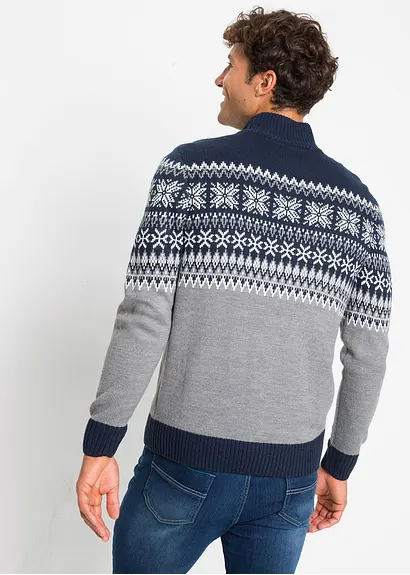 Bonprix Hübscher Norweger Pullover Mit Stehkragen Und Reißverschluss