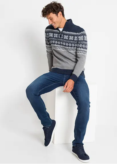 Bonprix Hübscher Norweger Pullover Mit Stehkragen Und Reißverschluss