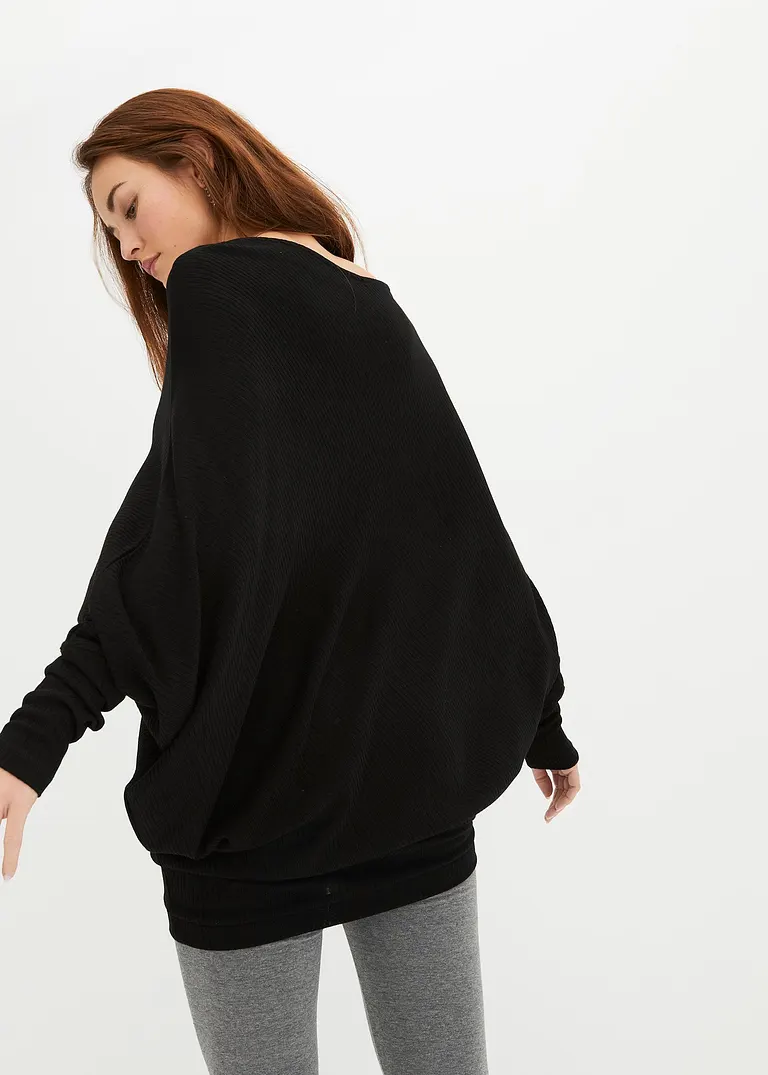 Bonprix Hübscher Pullover In Rippstrick-Optik Und Asymmetrischem Saum