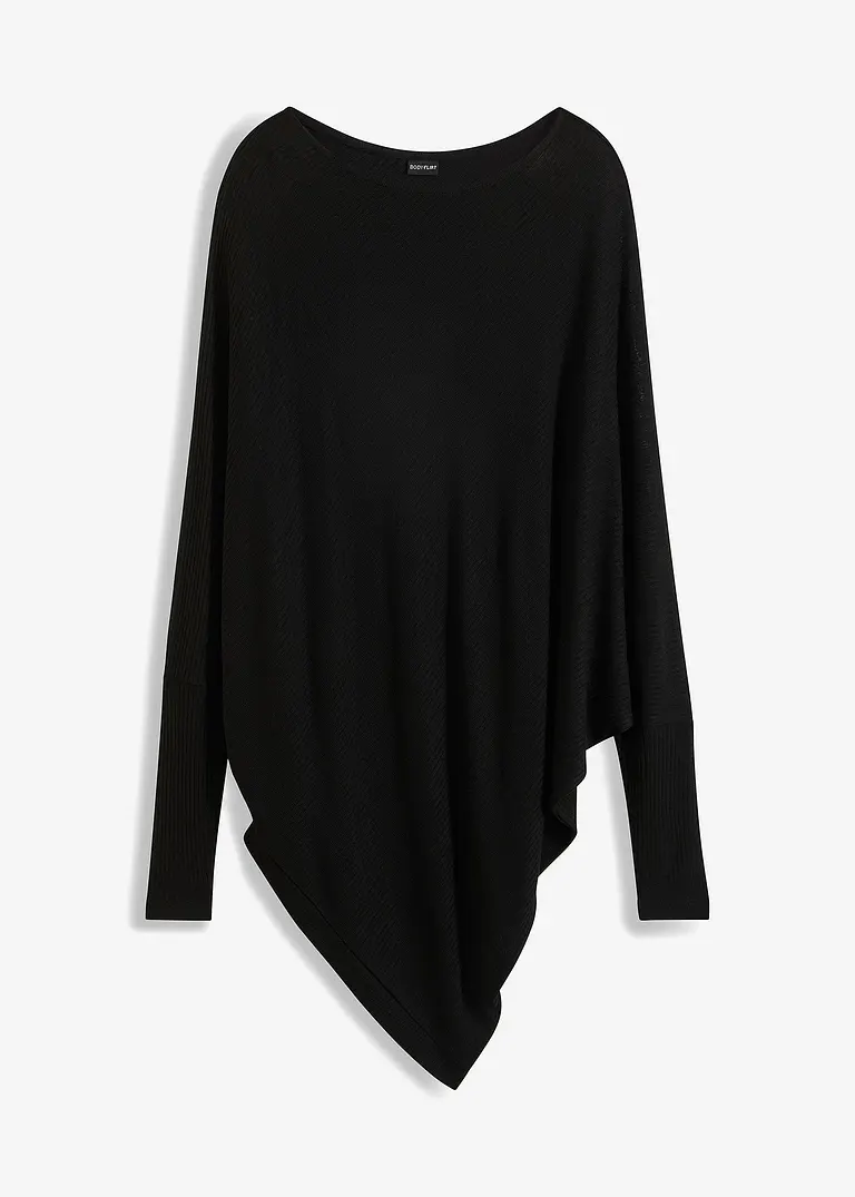 bonprix Hübscher Pullover in Rippstrick-Optik und asymmetrischem Saum