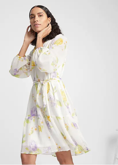 Bonprix Hübsches Kleid Mit Bindeband - Weiß Regular - Damen