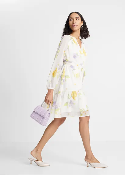 Bonprix Hübsches Kleid Mit Bindeband - Weiß Regular - Damen