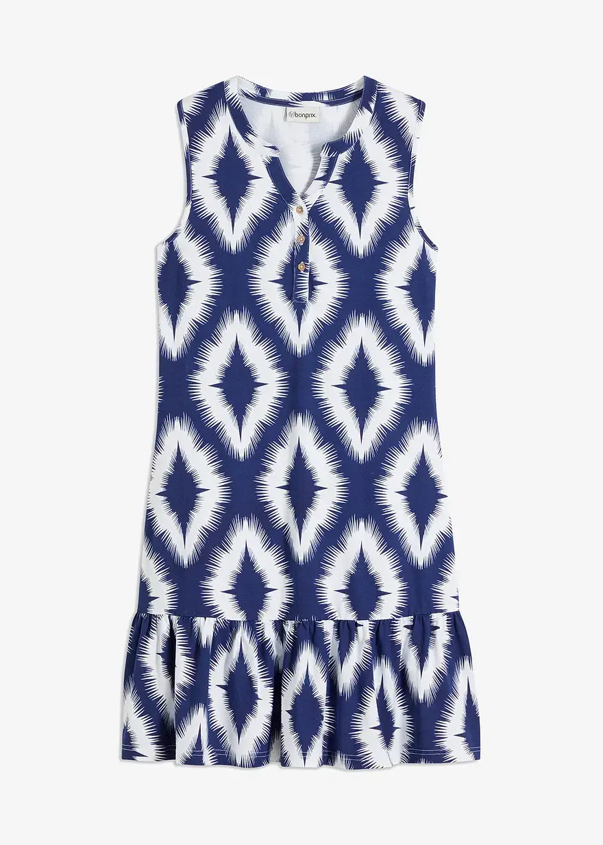 bonprix Hübsches Kleid mit Volant am Saum - blau - Damen