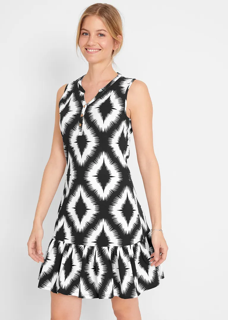 Bonprix Hübsches Kleid Mit Volant Am Saum - Schwarz - Damen