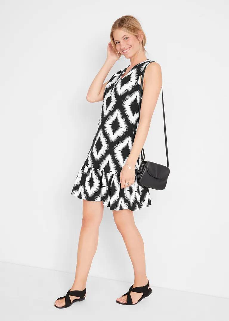 Bonprix Hübsches Kleid Mit Volant Am Saum - Schwarz - Damen