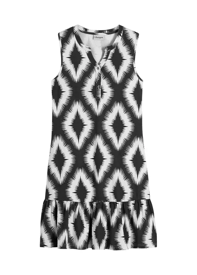 bonprix Hübsches Kleid mit Volant am Saum - schwarz - Damen