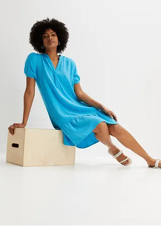 Bonprix Hübsches Musselin-Kleid Mit Volant. - Blau - Damen