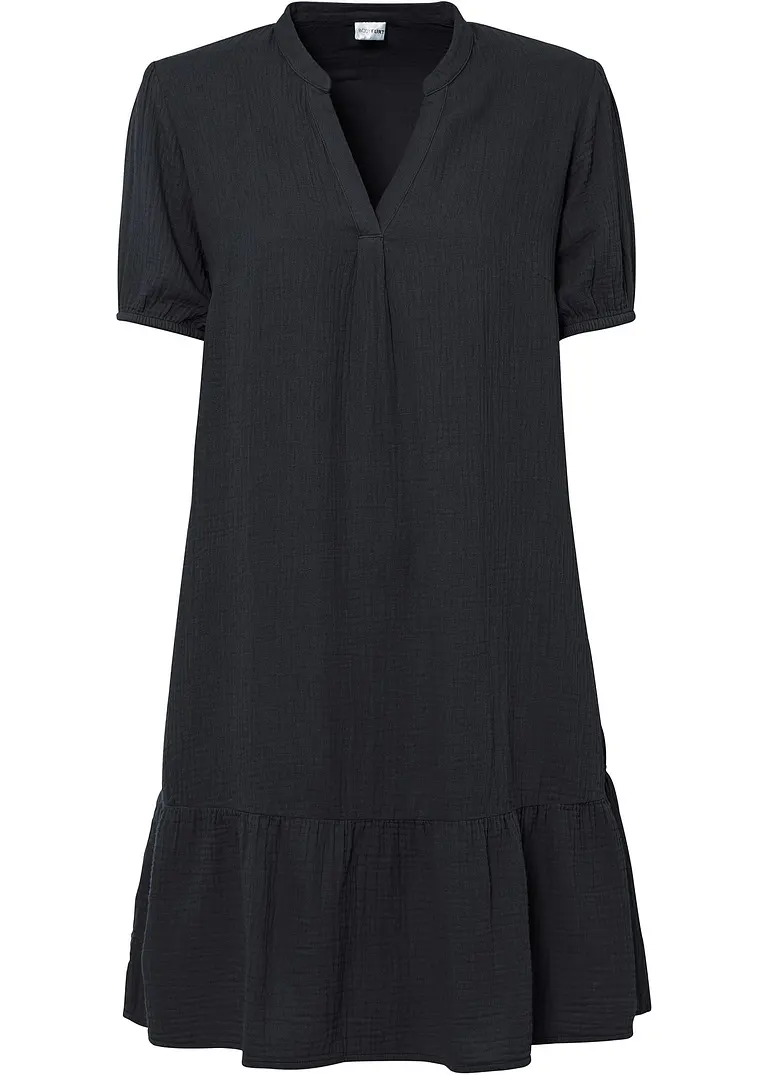 bonprix Hübsches Musselin-Kleid mit Volant. - schwarz - Damen