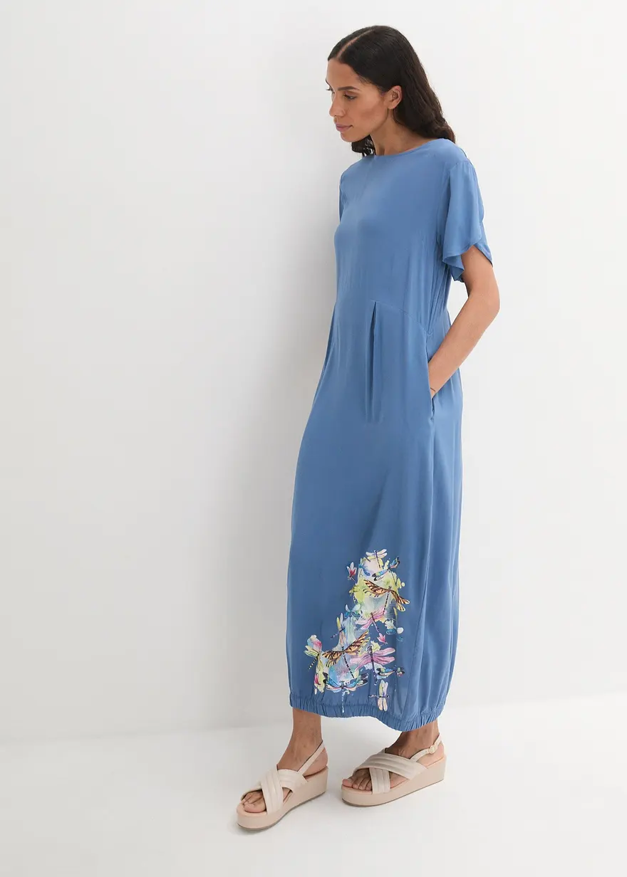 Bonprix Individuelles Kleid Mit Besonderer O-Passform Und Libellen-Print
