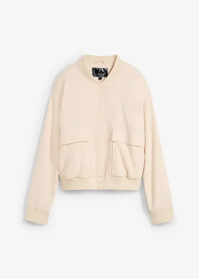 bonprix Jacke mit Knopfleiste und Taschen - beige - Damen