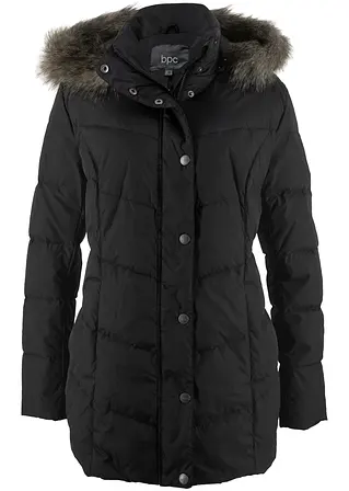 bonprix Jacke mit Teilungsnähten und abnehmbarer Kapuze mit Fellimitat