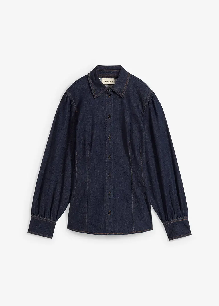 bonprix Jeans-Hemdbluse mit weiten Ärmeln - blau - Damen