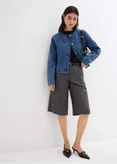 Bonprix Jeansjacke Verkürzt Und Mit Taschen - Blau - Damen