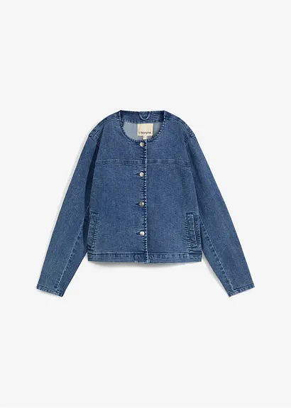 bonprix Jeansjacke verkürzt und mit Taschen - blau - Damen