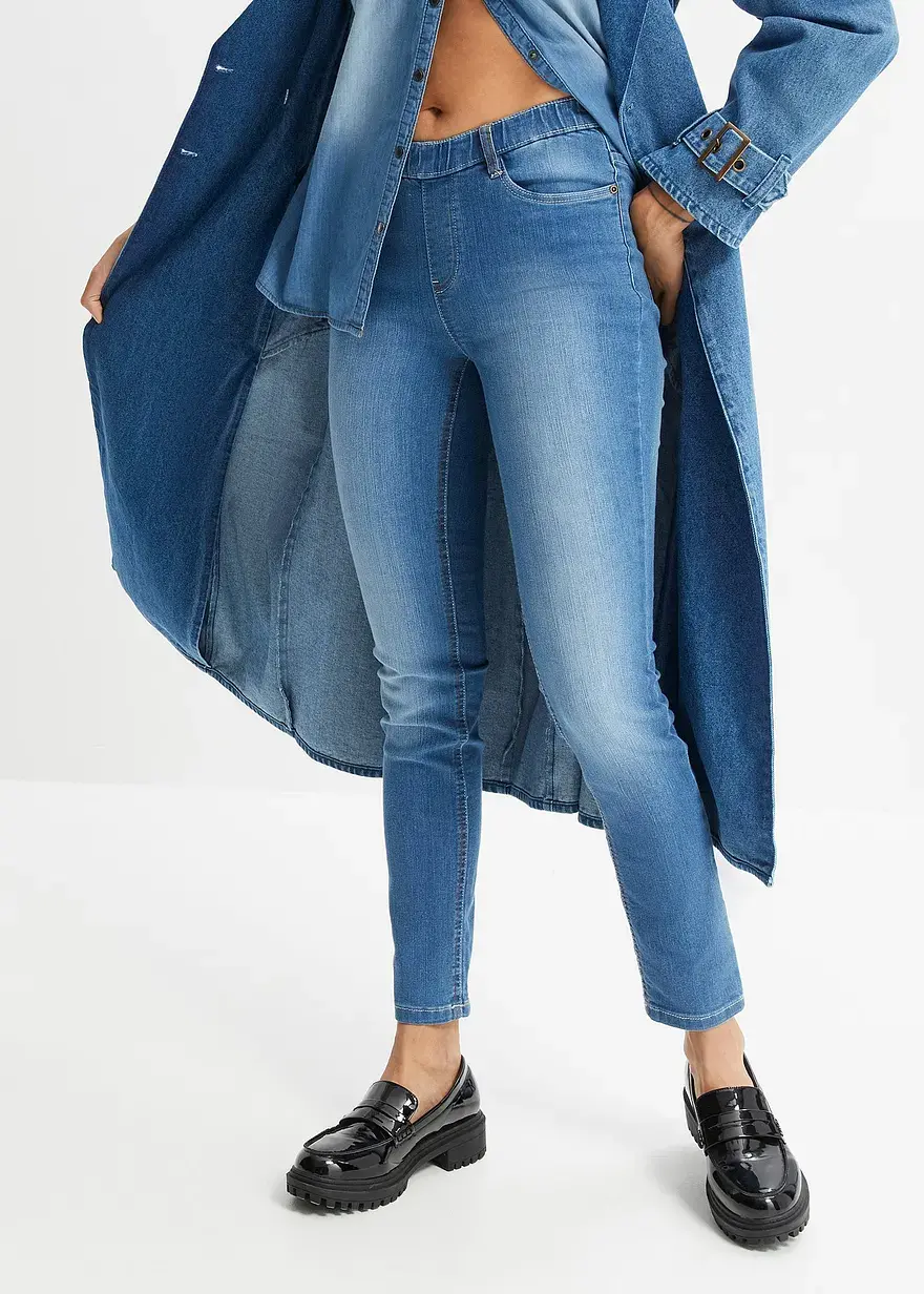 Bonprix Jeggings Schlupfjeans Mit Softem Washing-Effekt - Blau