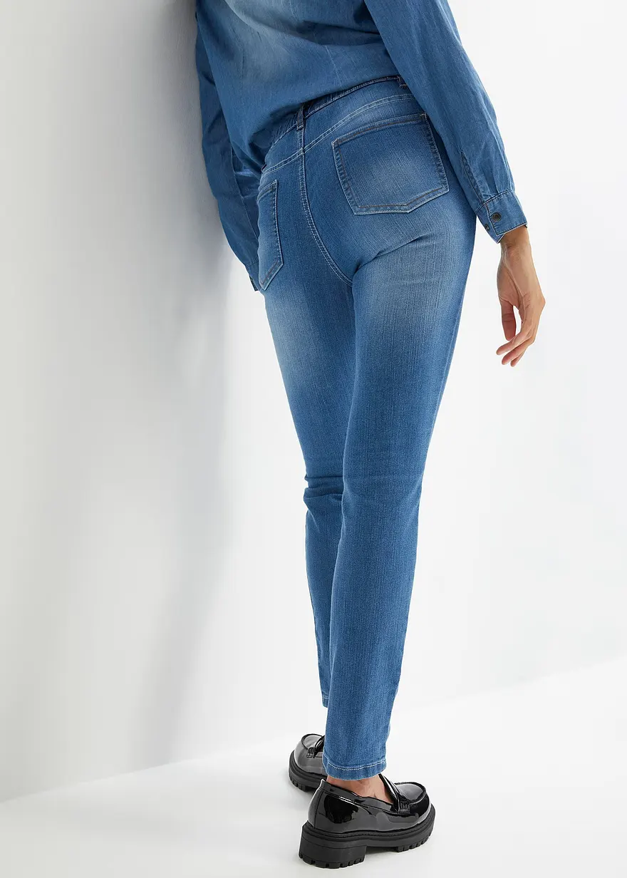 Bonprix Jeggings Schlupfjeans Mit Softem Washing-Effekt - Blau