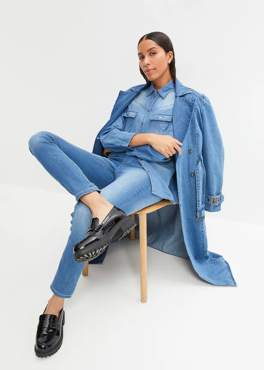 Bonprix Jeggings Schlupfjeans Mit Softem Washing-Effekt - Blau