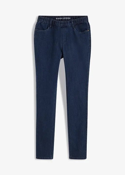 bonprix Jeggings Schlupfjeans mit softem Washing-Effekt - blau