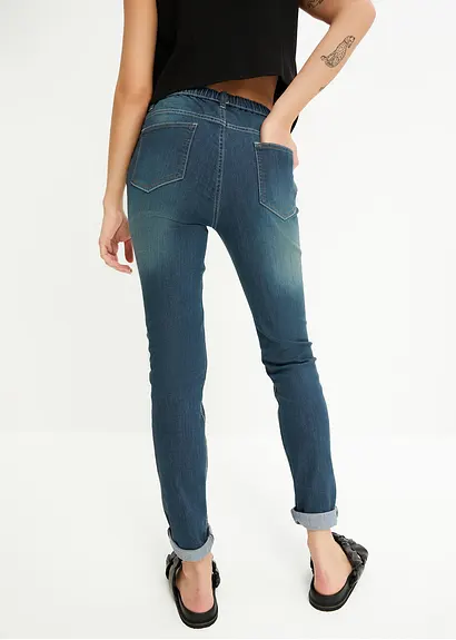 Bonprix Jeggings Schlupfjeans Mit Softem Washing-Effekt - Blau