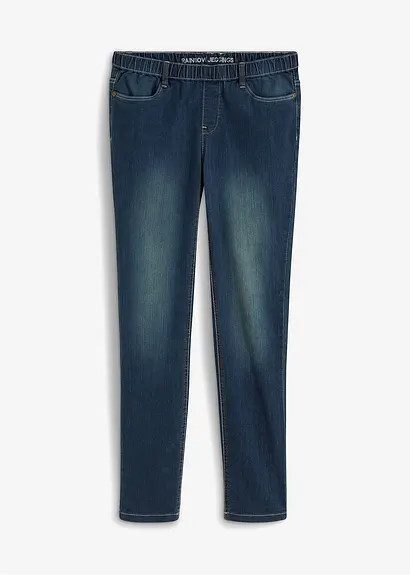bonprix Jeggings Schlupfjeans mit softem Washing-Effekt - blau
