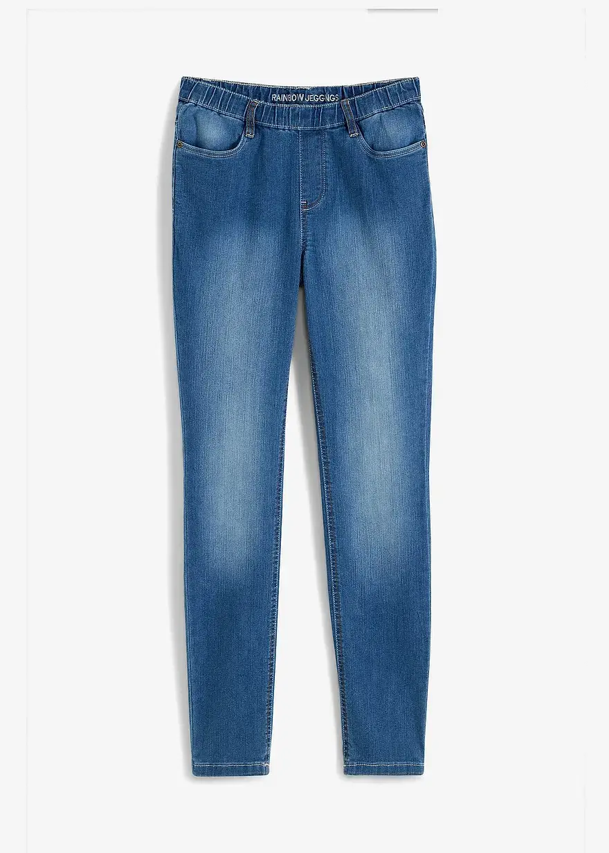 bonprix Jeggings Schlupfjeans mit softem Washing-Effekt - blau
