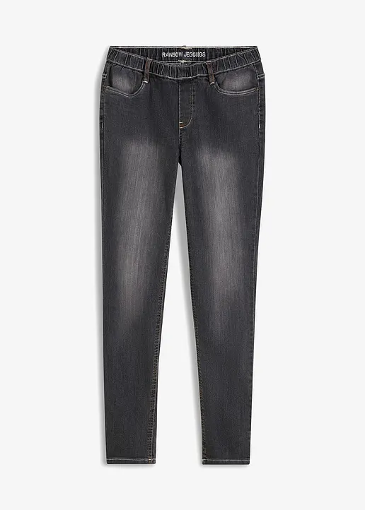 bonprix Jeggings Schlupfjeans mit softem Washing-Effekt - schwarz - Damen