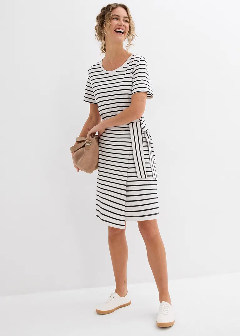 Bonprix Jersey-Kleid Mit Rundhalsausschnitt Taillierter Passform Und Einem Geraden Saum