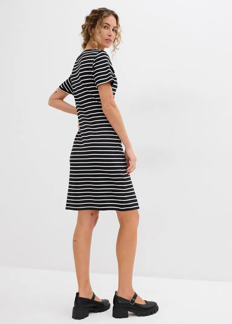 Bonprix Jersey-Kleid Mit Rundhalsausschnitt Taillierter Passform Und Einem Geraden Saum