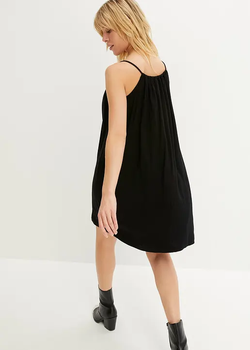 Bonprix Jerseykleid Mit Spaghetti-Trägern - Schwarz - Damen