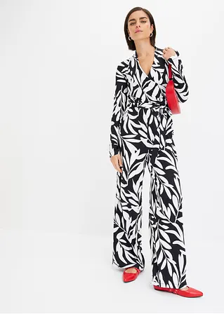 Bonprix Jumpsuit Mit Raffiniertem Print - Schwarz Regular