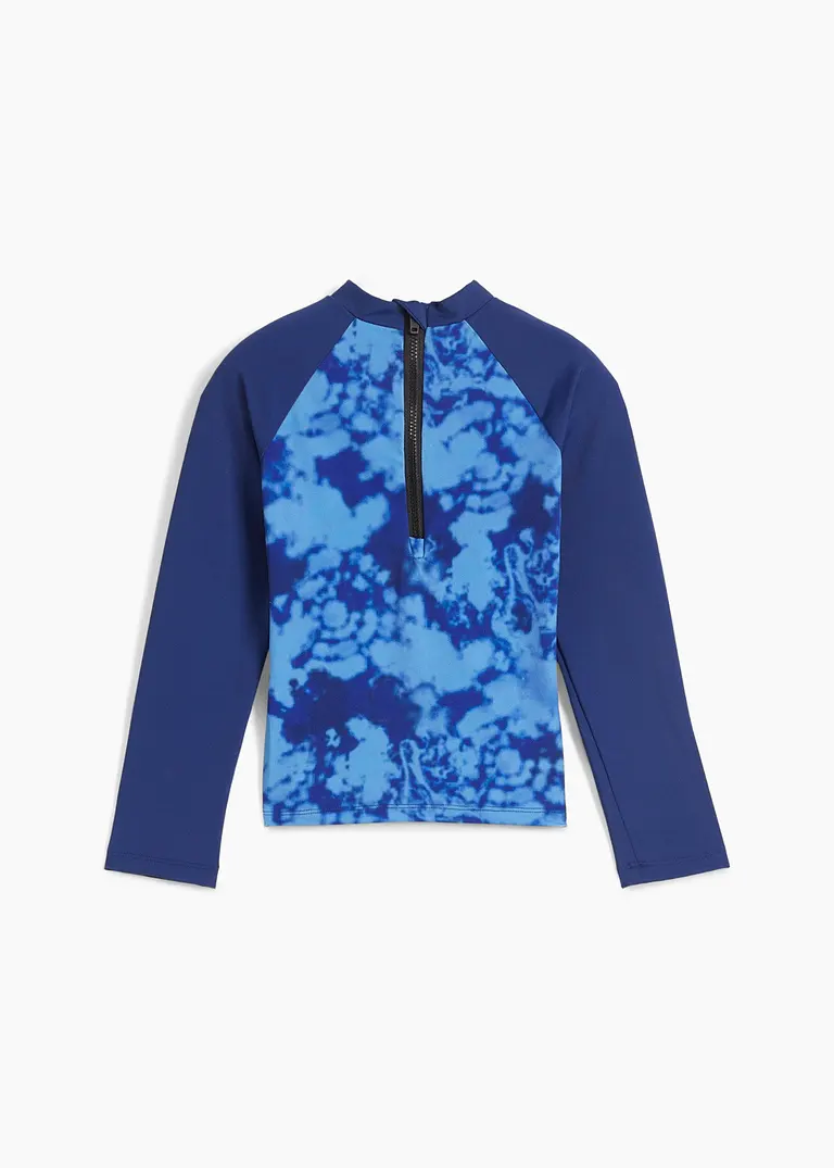 bonprix Jungen Badeshirt mit Batik-Ärmeln und einem Reißverschluss hinten