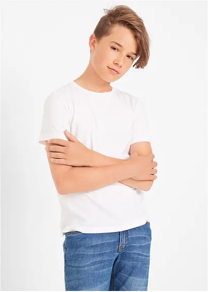 Bonprix Jungen Basic T-Shirt Mit Rundhalsausschnitt - Kinder