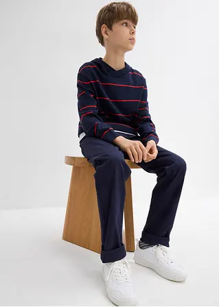 Bonprix Jungen Streifenpullover Mit Kapuze - Blau - Kinder