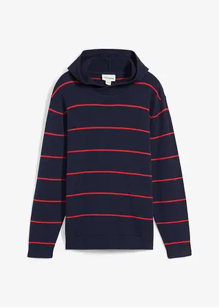 bonprix Jungen Streifenpullover mit Kapuze - blau - Kinder