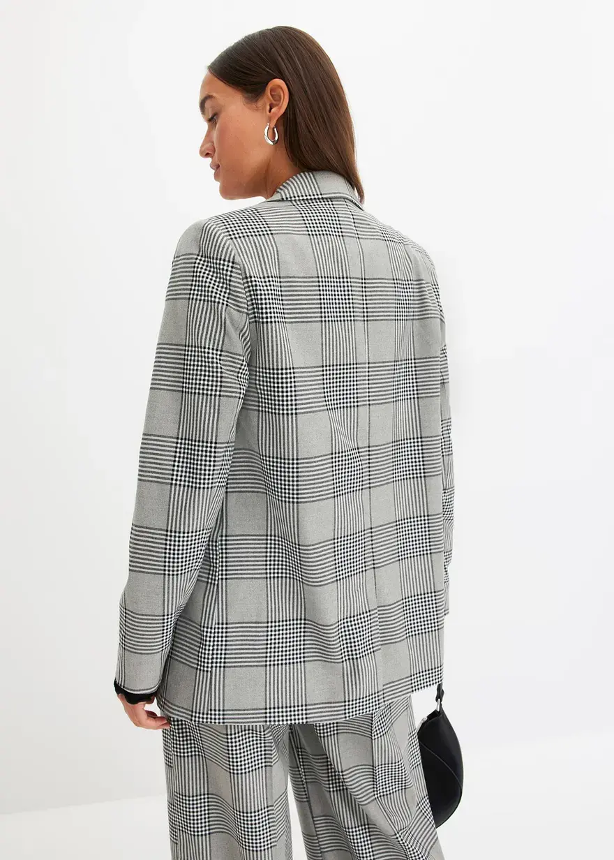 Bonprix Karierter Blazer Mit Reverskragen Und Knopfverschluss Vorne