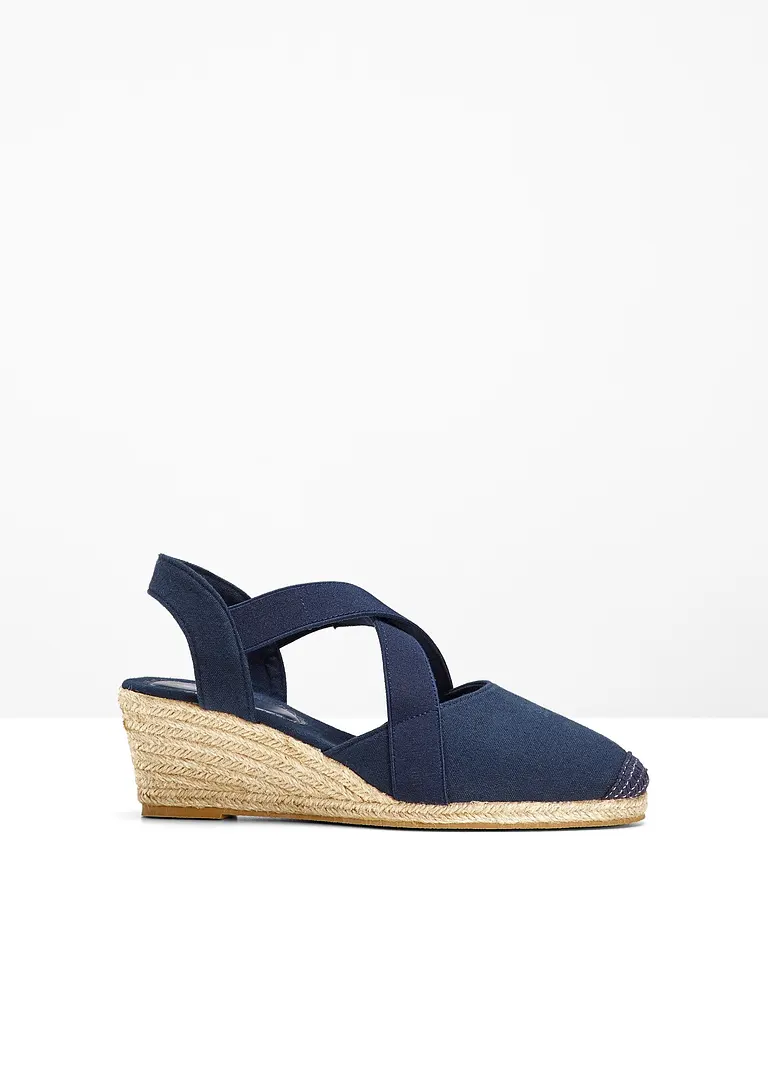 Bonprix Keilsandalette In Schicker Bastoptik - Blau - Damen