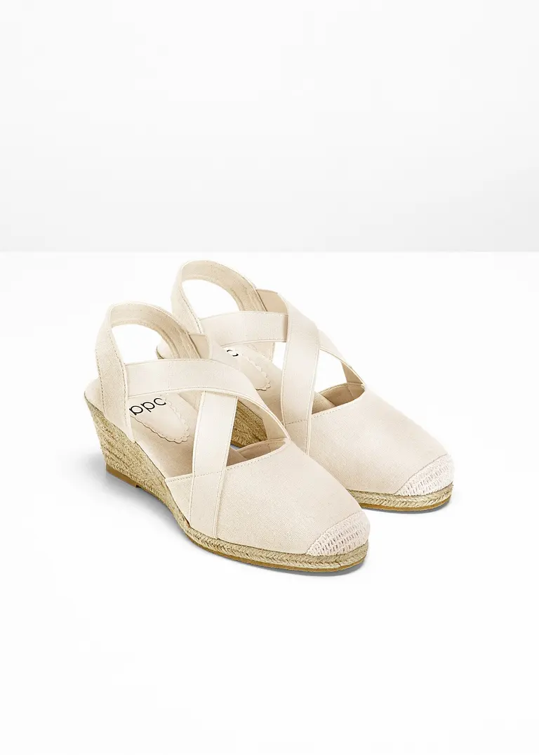 Bonprix Keilsandalette In Schicker Bastoptik - Weiß - Damen