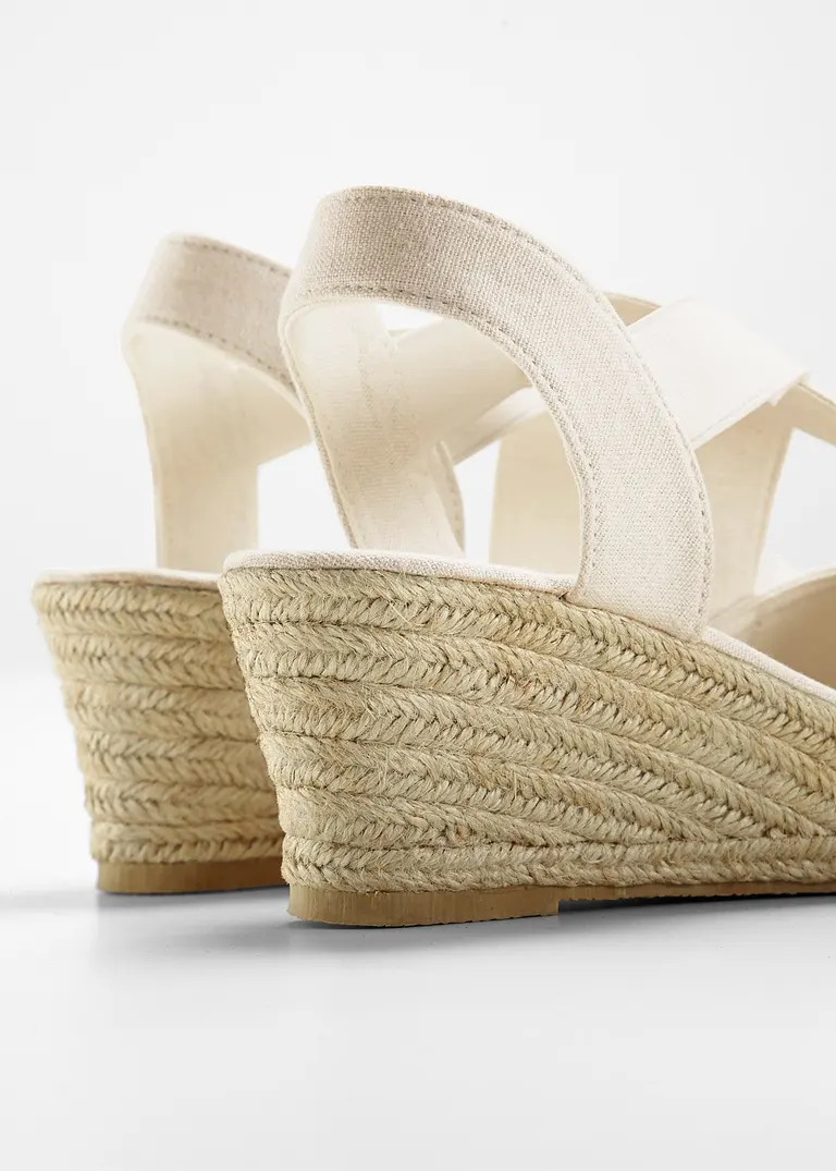 Bonprix Keilsandalette In Schicker Bastoptik - Weiß - Damen