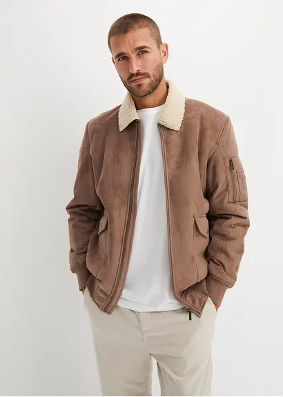Bonprix Kernige Jacke In Wildlederoptik Mit Teddyfutter - Braun