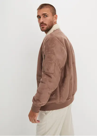 Bonprix Kernige Jacke In Wildlederoptik Mit Teddyfutter - Braun
