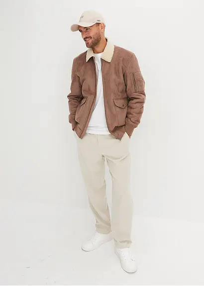 Bonprix Kernige Jacke In Wildlederoptik Mit Teddyfutter - Braun