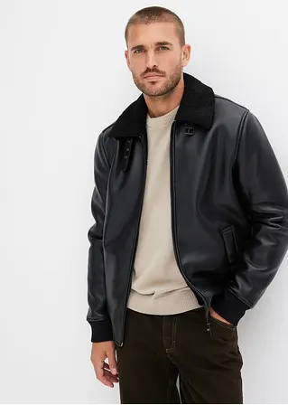 Bonprix Kernige Lederimitatjacke In Blousonform - Schwarz