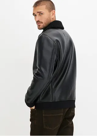 Bonprix Kernige Lederimitatjacke In Blousonform - Schwarz