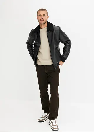 Bonprix Kernige Lederimitatjacke In Blousonform - Schwarz