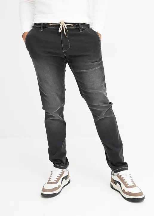 Bonprix Kernige Sweat-Schlupfjeans Im Vintage Look - Schwarz