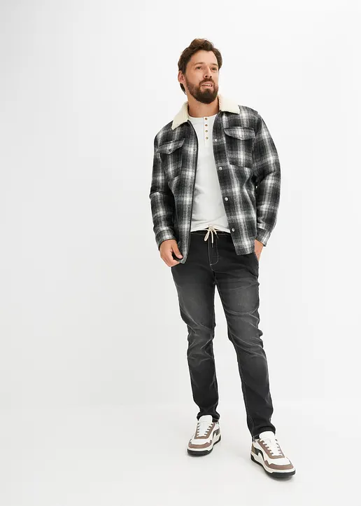 Bonprix Kernige Sweat-Schlupfjeans Im Vintage Look - Schwarz