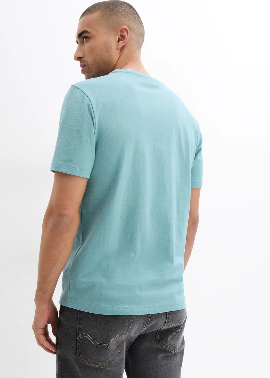 Bonprix Kerniges Baumwoll-T-Shirt Aus Flammgarn - Blau - Herren
