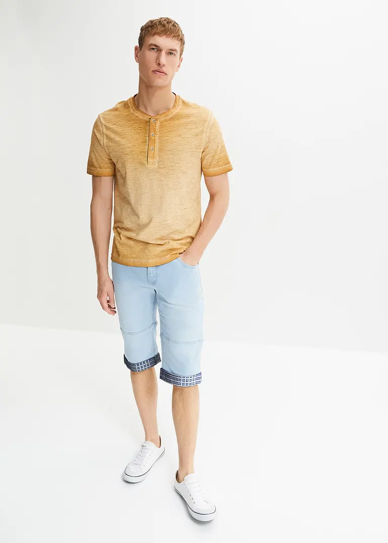 Bonprix Kerniges Henleyshirt In Angesagtem Vintage Look - Beige