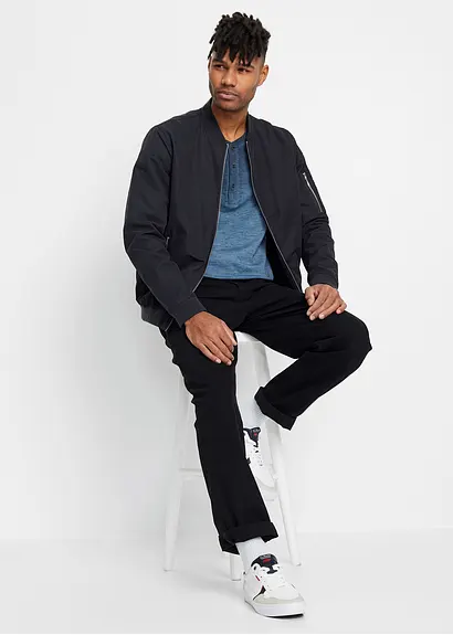 Bonprix Kerniges Henleyshirt In Gewaschener Optik Aus Reiner Baumwolle